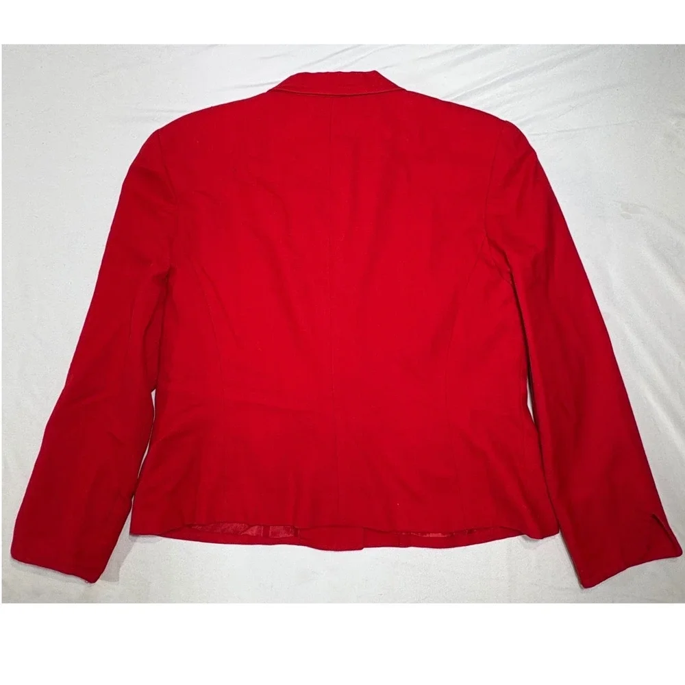 Christian Dior Blazer Womens Red Worsted Wool Herringbone Vintage Button Up USA